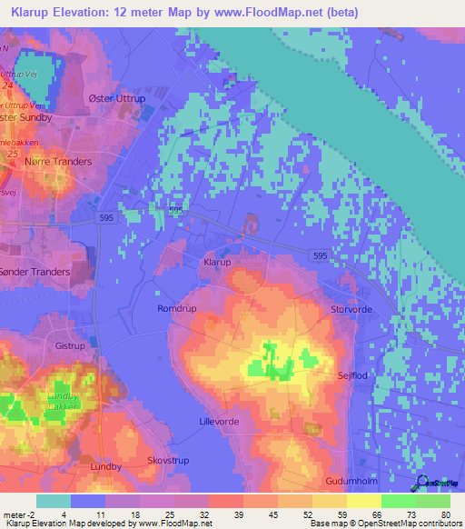 Klarup,Denmark Elevation Map