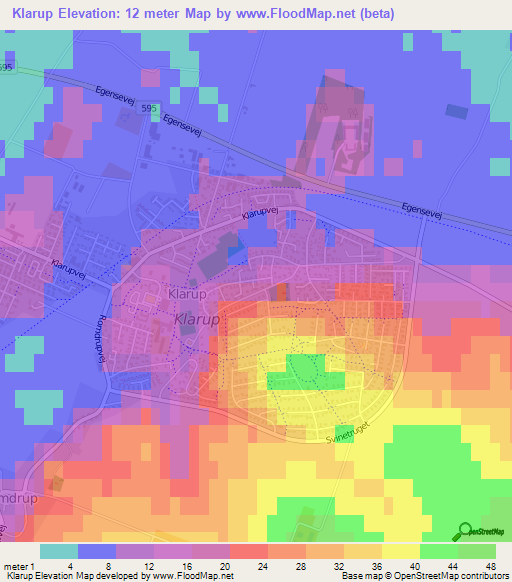 Klarup,Denmark Elevation Map