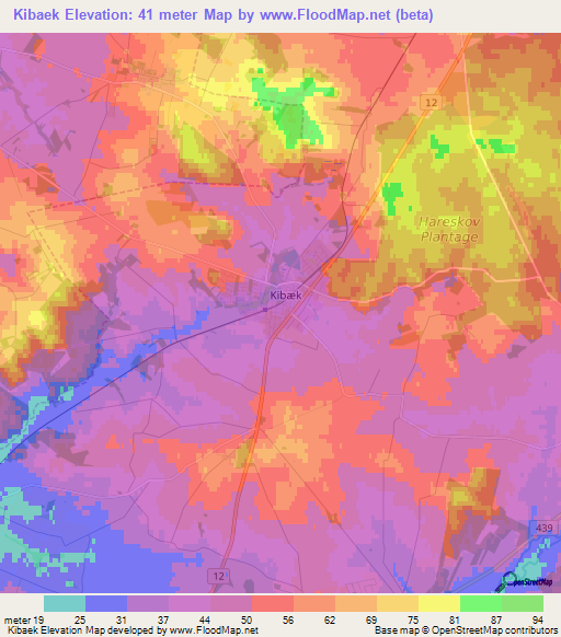 Kibaek,Denmark Elevation Map