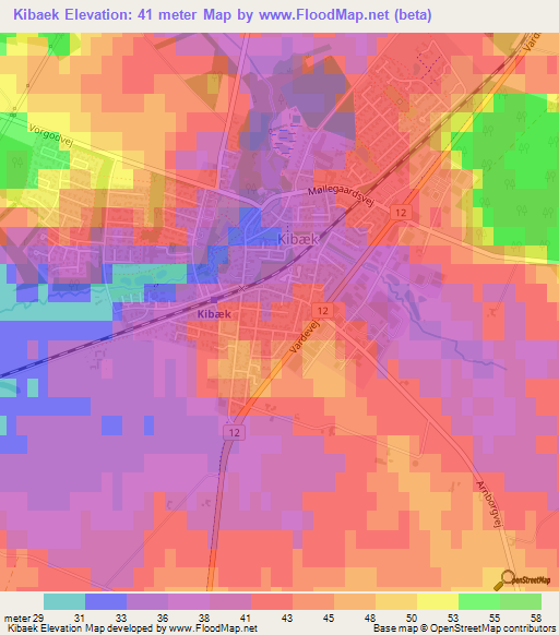 Kibaek,Denmark Elevation Map