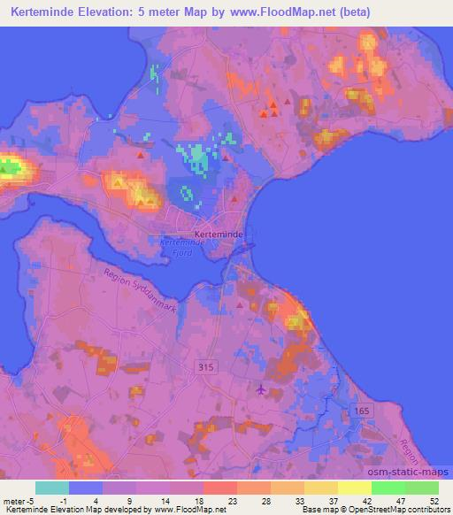 Kerteminde,Denmark Elevation Map