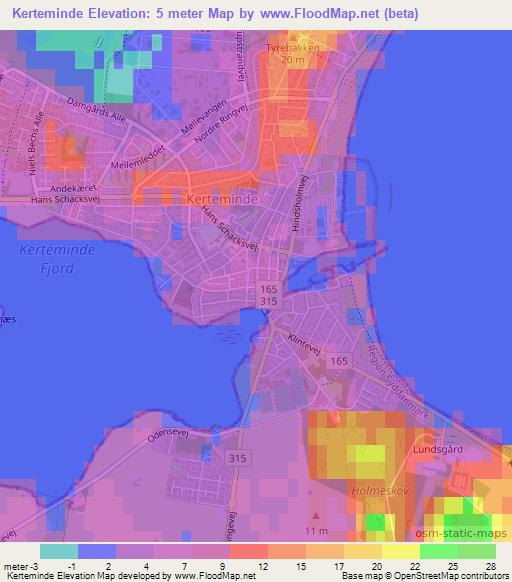 Kerteminde,Denmark Elevation Map