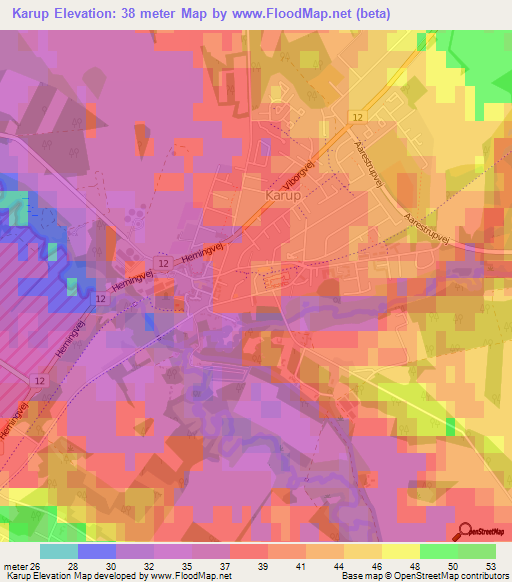 Karup,Denmark Elevation Map