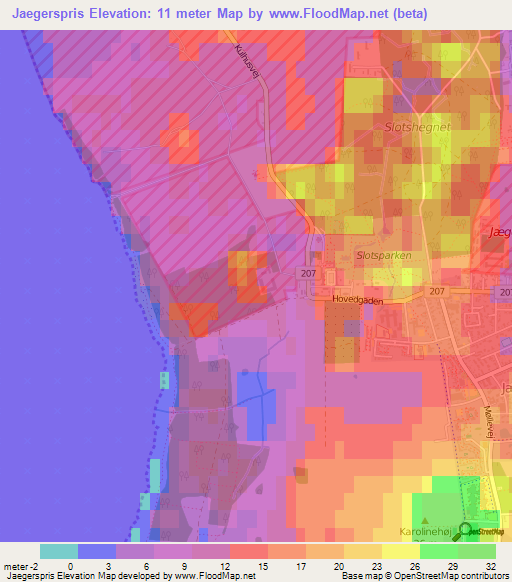 Jaegerspris,Denmark Elevation Map