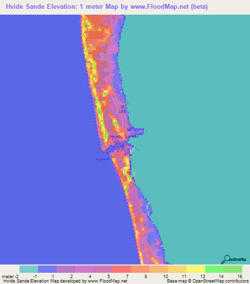 Hvide Sande,Denmark Elevation Map