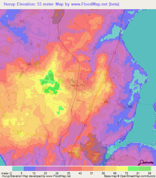 Hurup,Denmark Elevation Map