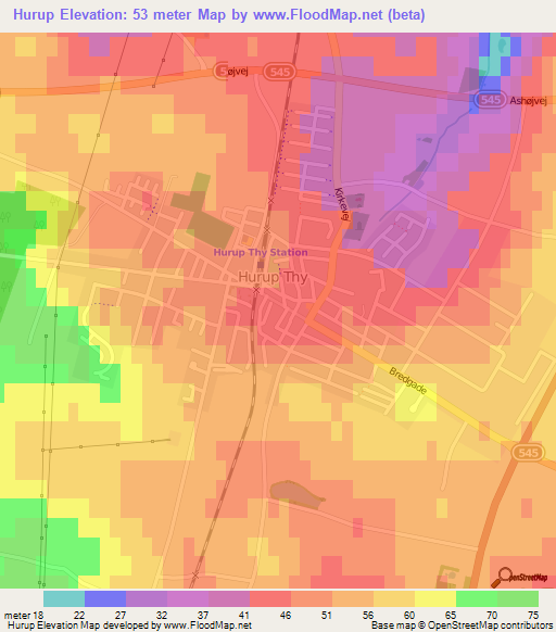 Hurup,Denmark Elevation Map