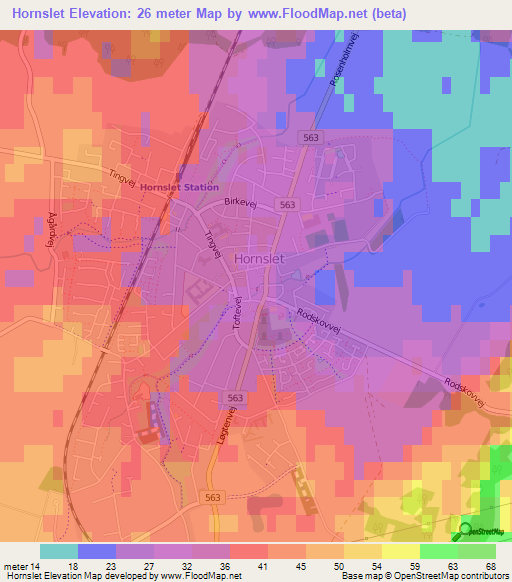 Hornslet,Denmark Elevation Map