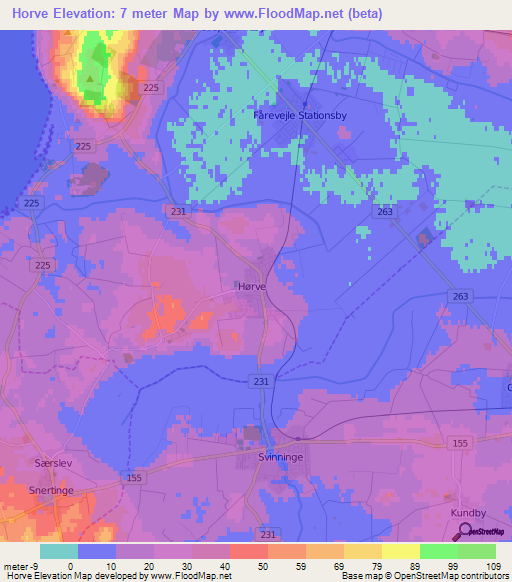 Horve,Denmark Elevation Map