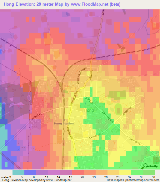 Hong,Denmark Elevation Map