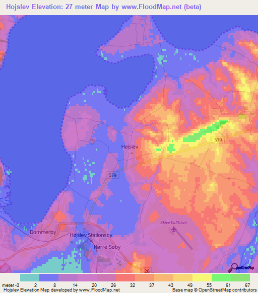 Hojslev,Denmark Elevation Map