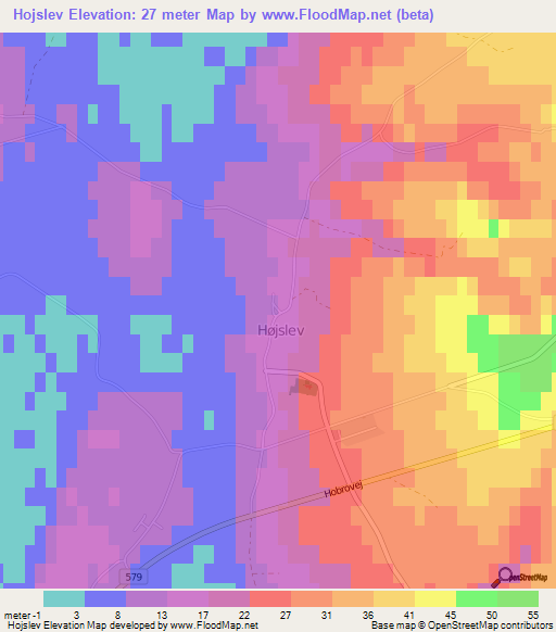 Hojslev,Denmark Elevation Map