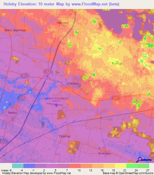 Holeby,Denmark Elevation Map