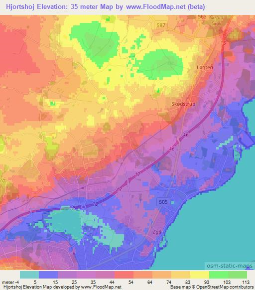 Hjortshoj,Denmark Elevation Map