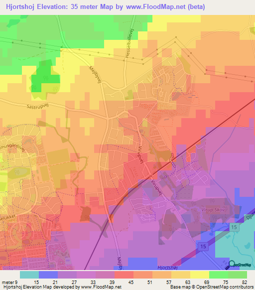 Hjortshoj,Denmark Elevation Map