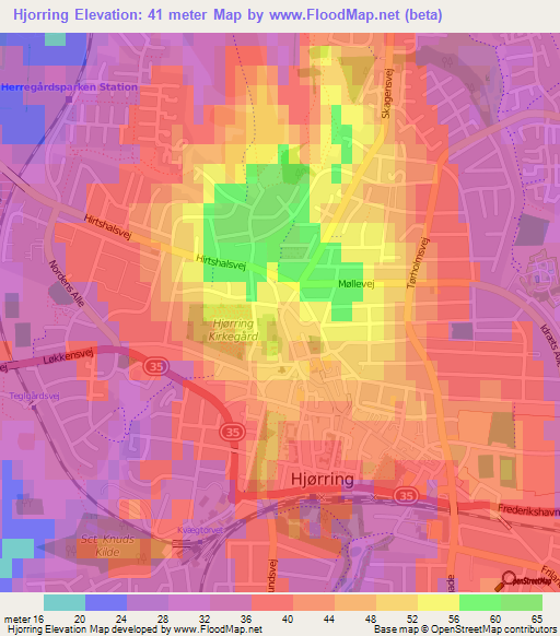 Hjorring,Denmark Elevation Map