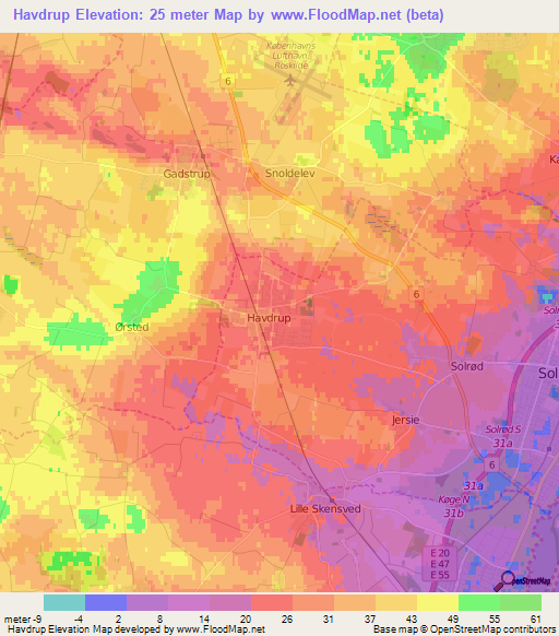 Havdrup,Denmark Elevation Map