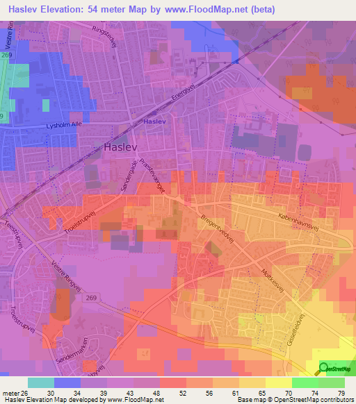 Haslev,Denmark Elevation Map