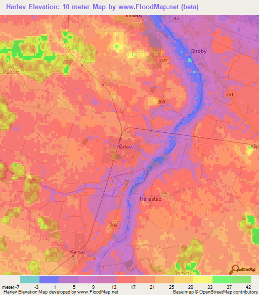 Harlev,Denmark Elevation Map