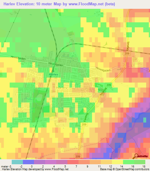 Harlev,Denmark Elevation Map