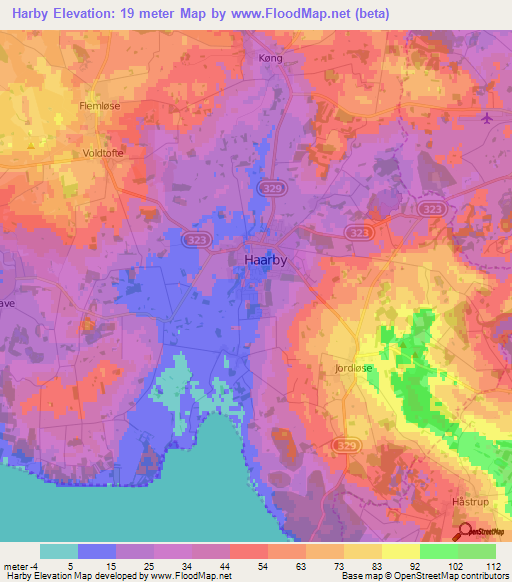 Harby,Denmark Elevation Map