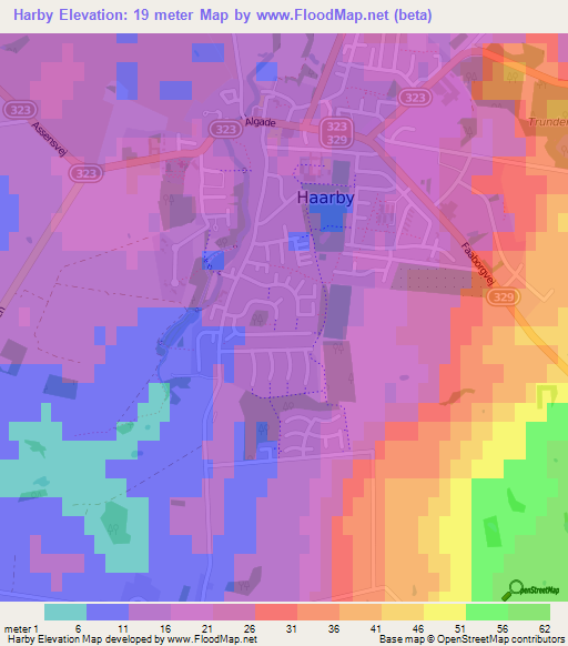 Harby,Denmark Elevation Map