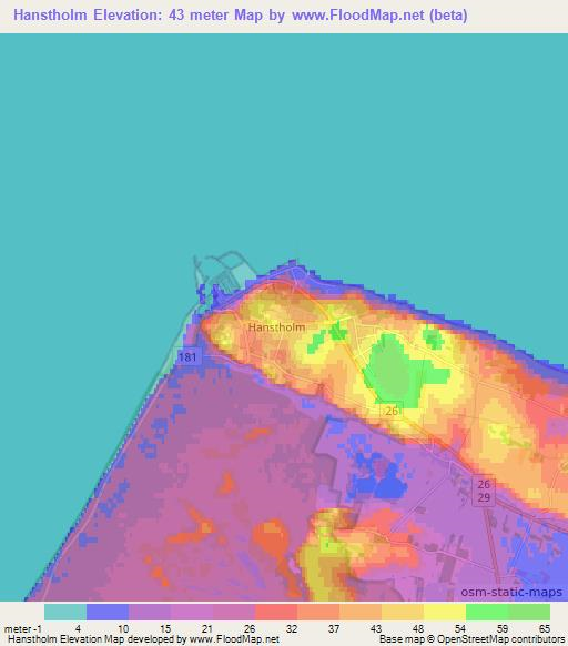 Hanstholm,Denmark Elevation Map