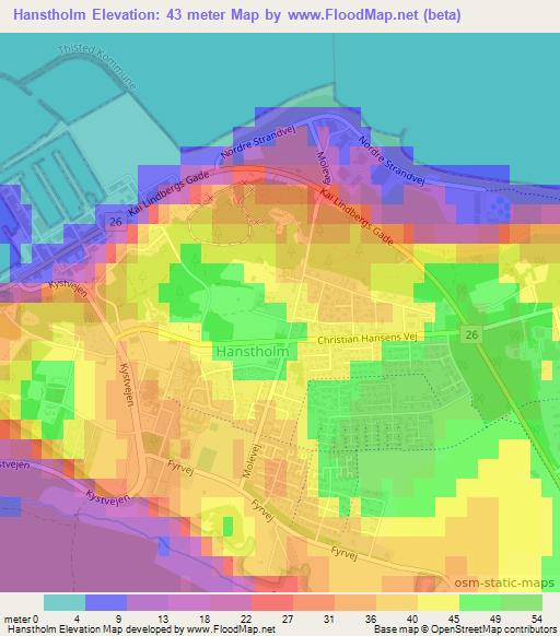 Hanstholm,Denmark Elevation Map