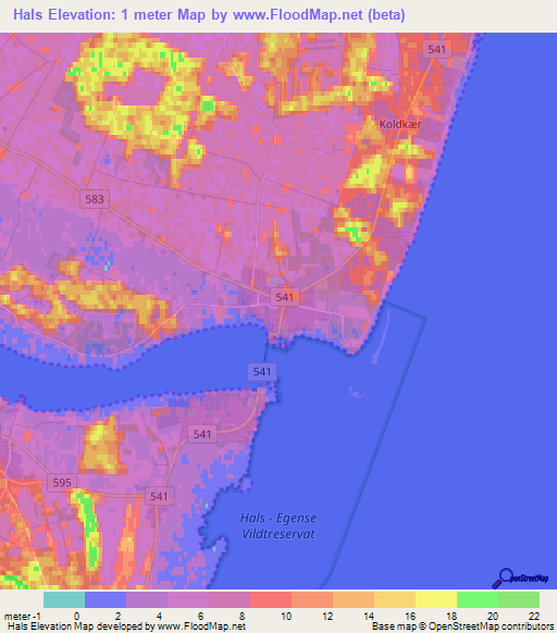 Hals,Denmark Elevation Map