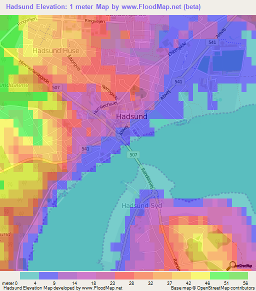 Hadsund,Denmark Elevation Map