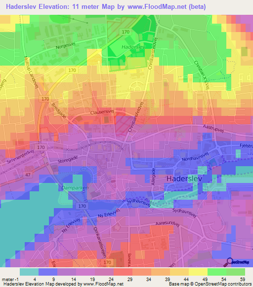 Haderslev,Denmark Elevation Map