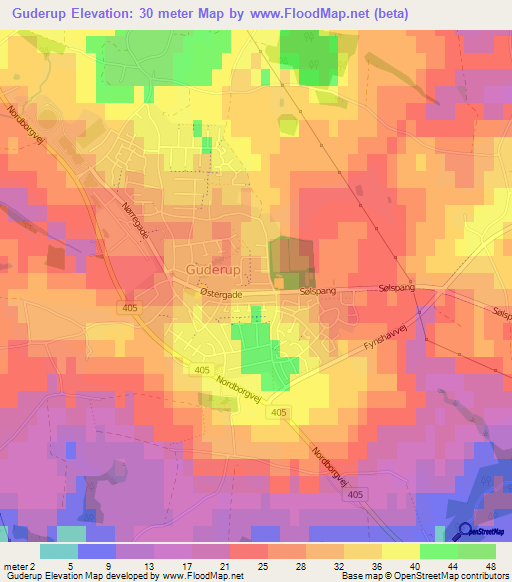 Guderup,Denmark Elevation Map