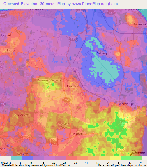 Graested,Denmark Elevation Map