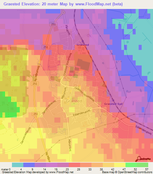 Graested,Denmark Elevation Map