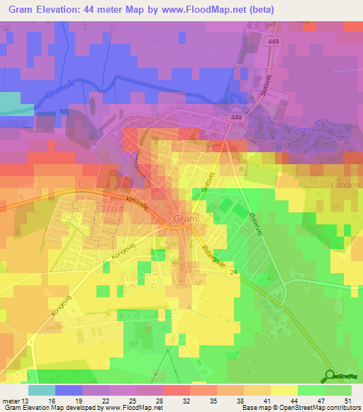 Gram,Denmark Elevation Map