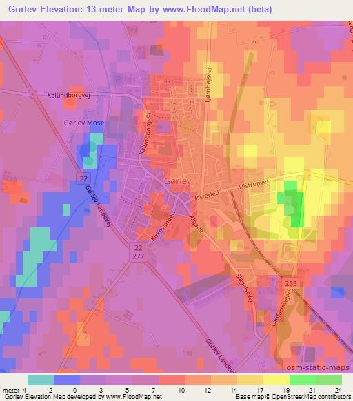 Gorlev,Denmark Elevation Map