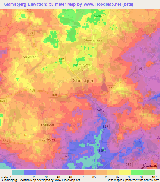 Glamsbjerg,Denmark Elevation Map