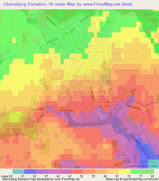 Glamsbjerg,Denmark Elevation Map