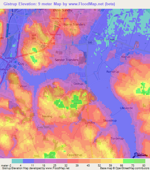 Gistrup,Denmark Elevation Map