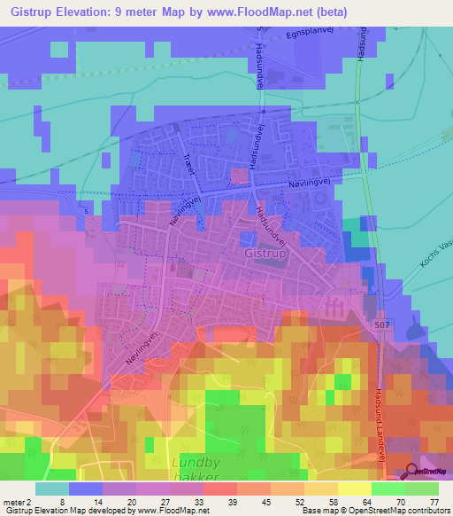 Gistrup,Denmark Elevation Map