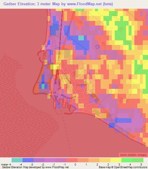 Gedser,Denmark Elevation Map