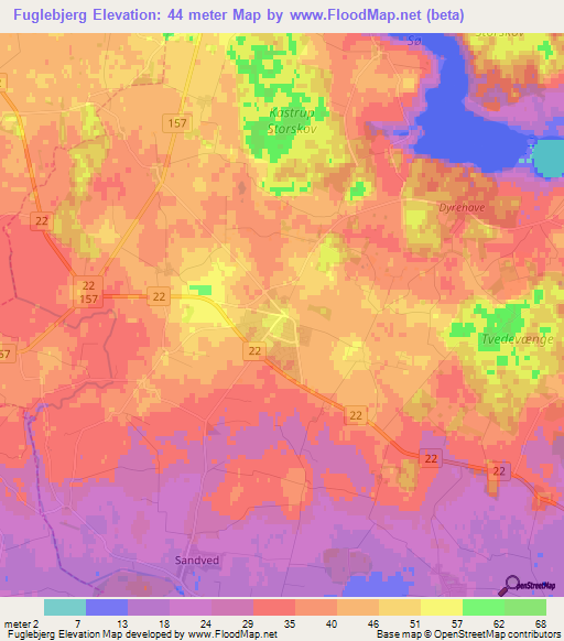 Fuglebjerg,Denmark Elevation Map