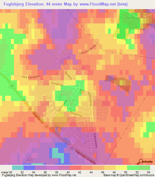 Fuglebjerg,Denmark Elevation Map