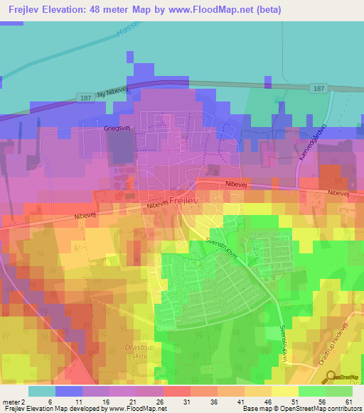 Frejlev,Denmark Elevation Map