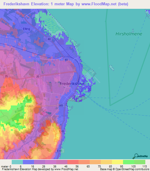 Frederikshavn,Denmark Elevation Map