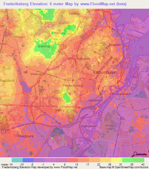 Elevation of Frederiksberg,Denmark Elevation Map, Topography, Contour