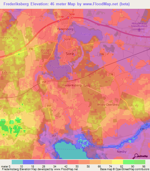 Frederiksberg,Denmark Elevation Map