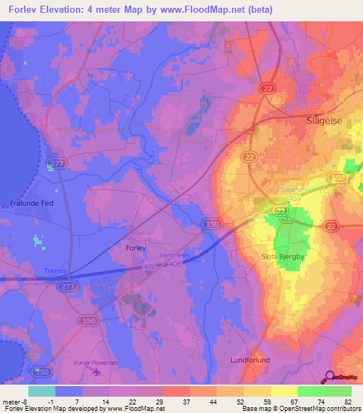 Forlev,Denmark Elevation Map