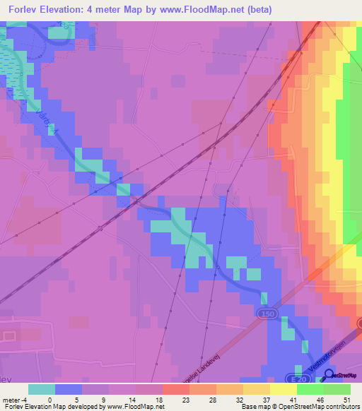 Forlev,Denmark Elevation Map