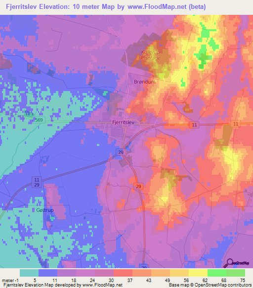 Fjerritslev,Denmark Elevation Map